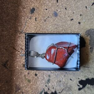 Wire Wrapped Red Stone Pendant